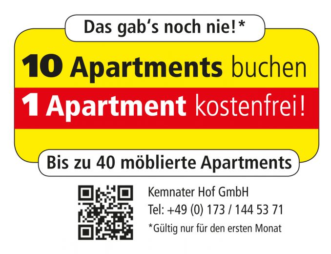 Bis zu 40 m&ouml;blierte Apartments!