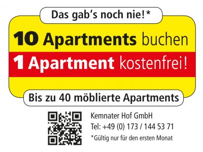 Bis zu 40 m&ouml;blierte Apartments!