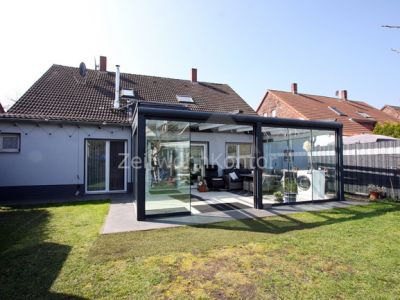 Gro&szlig;e verglaste Terrasse, Kaminofen,  Garten, hochwertig u. schick m&ouml;bl., ruhig und gr&uuml;n, gut angebunden.