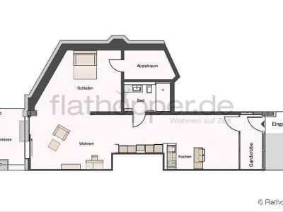 Moderne, offen gestaltete 2-Zimmer-Wohnung mit Terrasse - M&uuml;nchen-Bogenhausen
