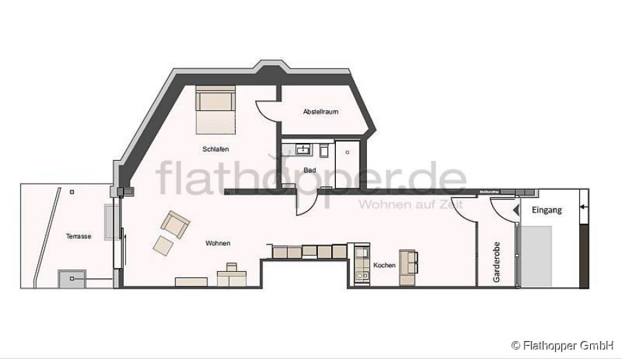 Moderne, offen gestaltete 2-Zimmer-Wohnung mit Terrasse - M&uuml;nchen-Bogenhausen