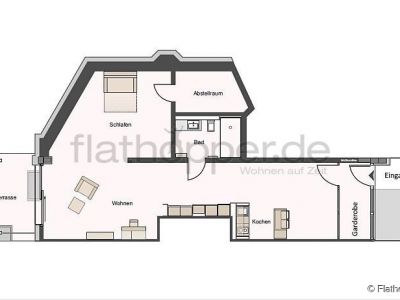 Moderne, offen gestaltete 2-Zimmer-Wohnung mit Terrasse - M&uuml;nchen-Bogenhausen