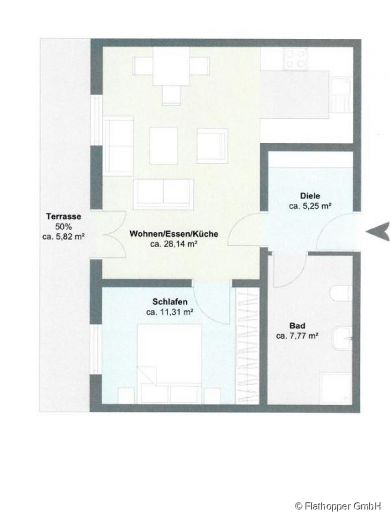 Gem&uuml;tliche 2-Zimmer-Wohnung mit Terrasse im Holzhaus - Baiernrain bei Otterfing