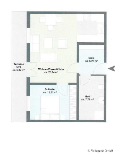 Gem&uuml;tliche 2-Zimmer-Wohnung mit Terrasse im Holzhaus - Baiernrain bei Otterfing