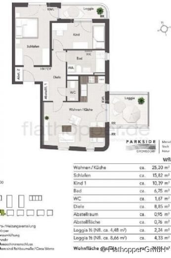 Stilvoll m&ouml;blierte 3-Zimmer-Wohnung mit Loggia - Gronsdorf / Haar - S-Bahn N&auml;he