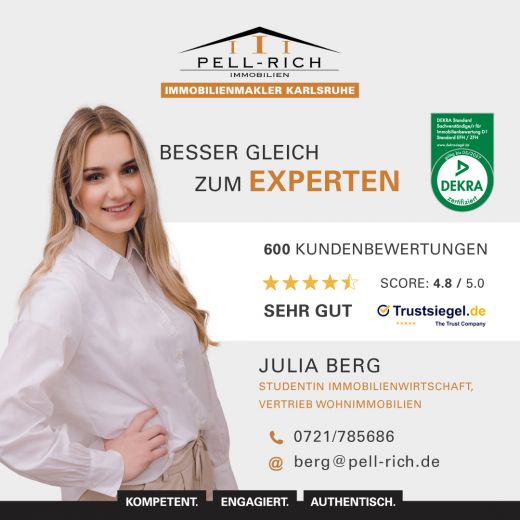 GRÜNRUHE: Geräumige 4-Zi.-Wohnung mit Balkon und Tiefgaragenstellplatz in Durlach-Bergwald zur Miete