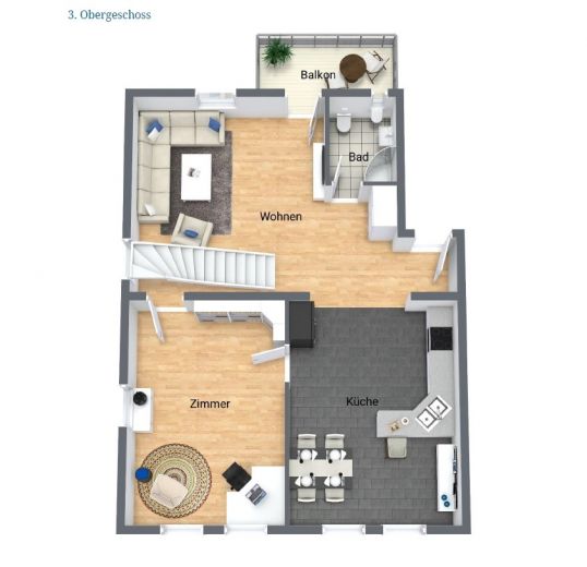 Teilmöblierter 3,5 Zimmer Maisonettetraum mit Balkon