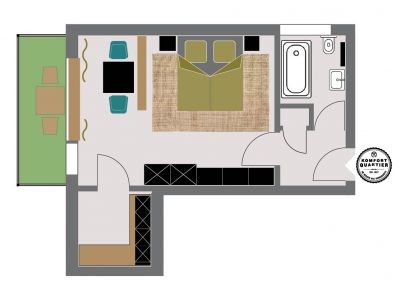 voll m&ouml;blierte Wohnung mit Balkon, 1-2 Pers, inkl. Rundumservice, ruhiges MFH