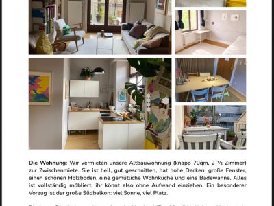 Gem&uuml;tliche Altbauwohnung im Nordend/Frankfurt (Februar-Juli)