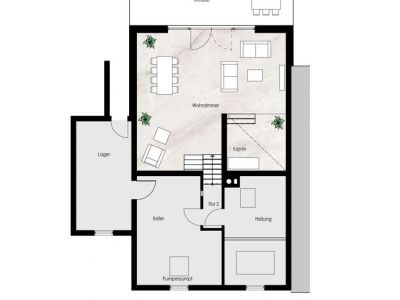 Stilvoller m&ouml;blierter Splitlevel-Bungalow mit Garten