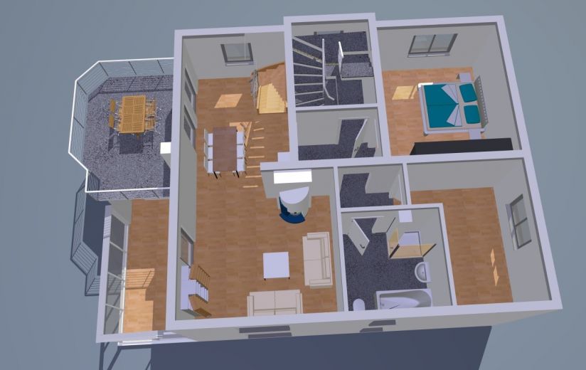 3-Zi-Maisonette mit Kamin und Terrasse