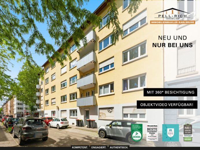 STADTJUWEL: Schicke vollm&ouml;bilierte 2-Zimmerwohnung in der Karlsruhe S&uuml;dstadt mit Balkon