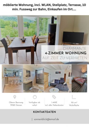m&ouml;blierte Wohnung zu vermieten, 10 Min. Fu&szlig;weg zur Bahn, einkaufen im Ort.....