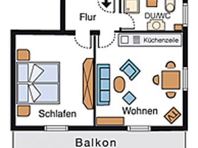 M&ouml;blierte 2-Zimmer-Wohnung mit Balkon in Bad T&ouml;lz