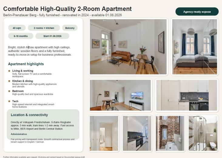 Comfortable High-Quality 2-Room Apartment | Berlin-Prenzlauer Berg (Fully Furnished)
