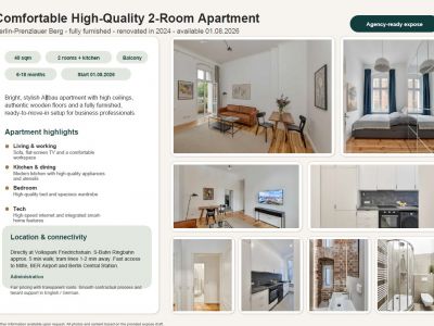 Comfortable High-Quality 2-Room Apartment | Berlin-Prenzlauer Berg (Fully Furnished)