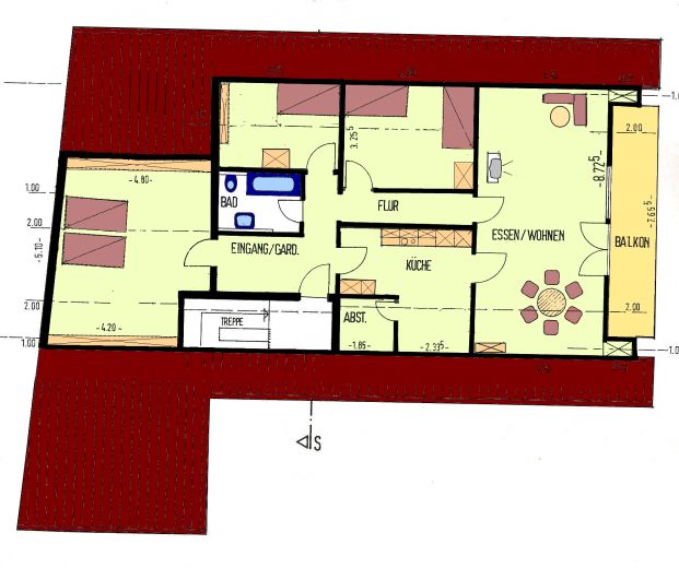 Ruhig gelegene, gro&szlig;z&uuml;gige helle 105 m2 gro&szlig;e Dachgescho&szlig;wohnung
