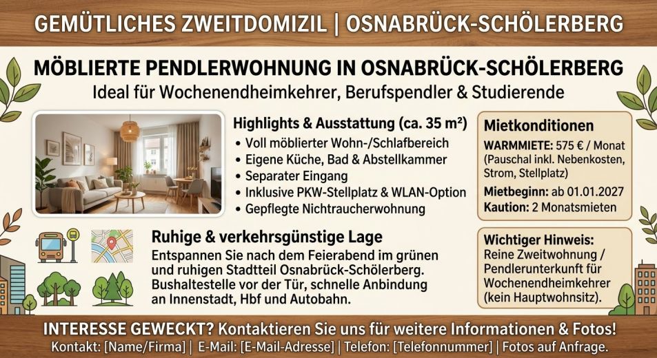 Gem&uuml;tliches Zweitdomizil / M&ouml;blierte Pendlerwohnung